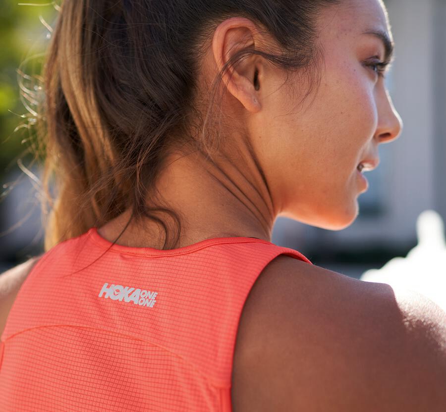 Hoka One One Womens Tops - Performance Tank - Orange - MCFG97146